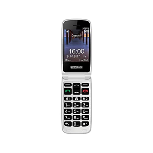 Maxcom Mobiltelefon Seniorenhandy Klapp-Handy Mit Notruf-Knopf Bluetooth 2,4 Zoll Display 2MP Kamera FM Radio und Taschenlampe Schwarz Silber MM831 3G
