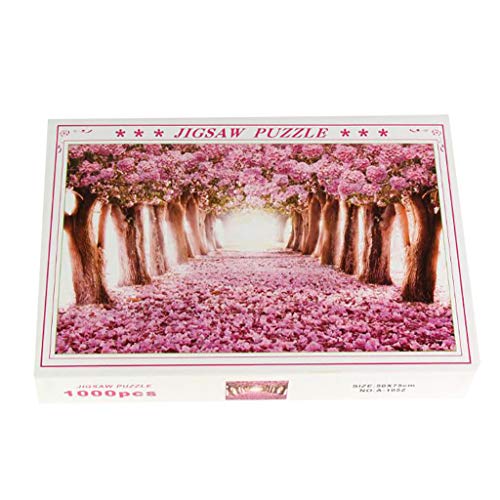 Iwähle Papier Puzzle 1000 Teile - Rosa Blumen Landschaft, für Erwachsene Kinder Mädchen Geschenk, Puzzle Spielzeug, Familienspiele, Gehirnspiel, Lernspielzeug
