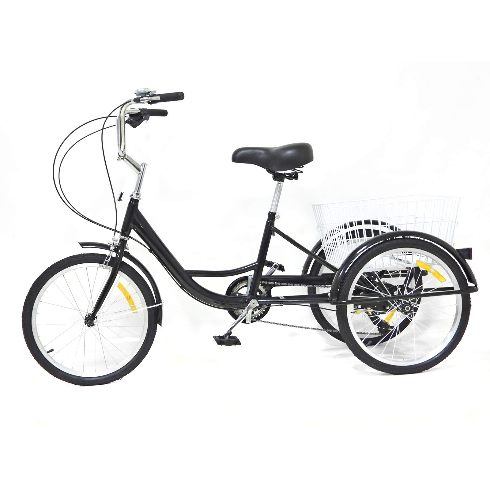 Ethedeal 20 Zoll Dreirad für Erwachsene mit Einkaufskorb, 3-Rad Fahrräder 8 Gange Dreirad für Senioren, für Adult Tricycle Comfort Fahrrad für Outdoor Sports Shopping (Schwarz)