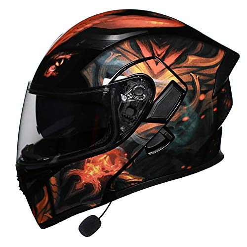 Hammock Motorrad Klapphelm Bluetooth-Helm Integrierter Motorradhelm,Double Lens Flip Vollvisierhelm Mit Bluetooth-Headset Modularer Helm ECE-Zertifiziert Integralhelm A,L