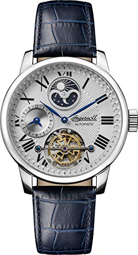 Ingersoll The Riff Mens Automatic Watch I07401 with a Silver Dial and a Blue Genuine Leather Band