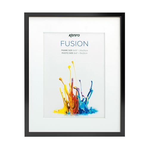 Kenro Fusion Series FNC2315B Bilderrahmen, Metall, A4, 21 x 29,7 cm, mit Passepartout, 23 x 15 cm, Schwarz