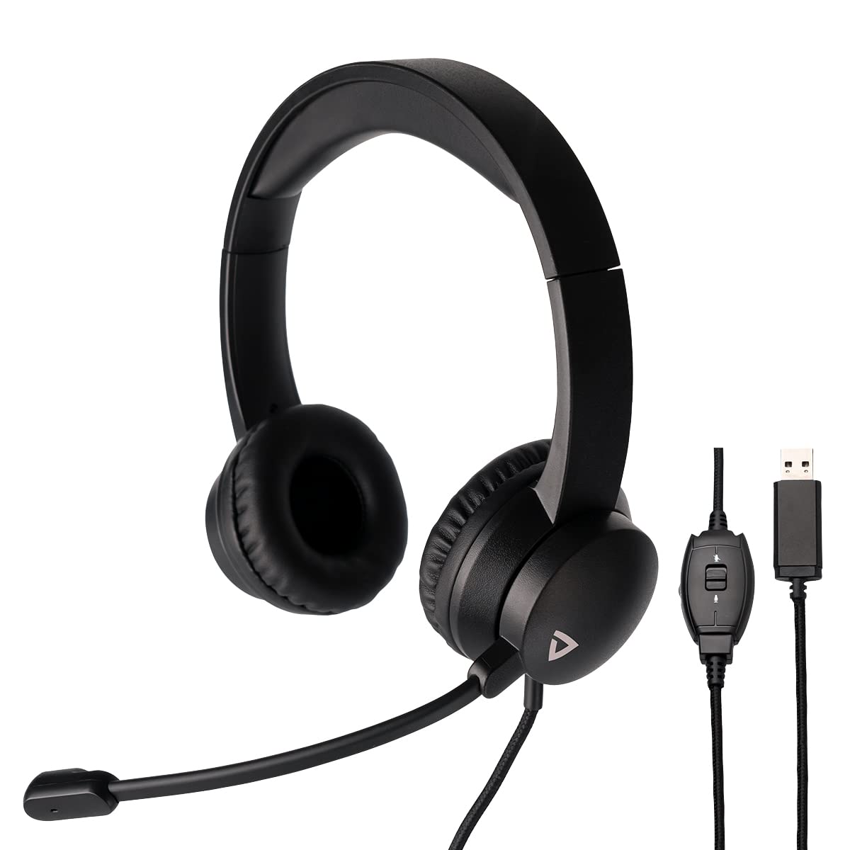 Thronmax THX-20 USB-Headset mit Bügelmikrofon (THX20) mit gepolsterten Kopfhörern und integrierter Fernbedienung für Bequeme HQ Kommunikation bei Onlinekursen / Videospielen / Chat / etc.