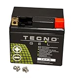 TECNO-GEL Motorrad-Batterie YTZ7-S, 12V Gel-Batterie 6Ah (DIN 50616), 114x71x106 mm inkl. Pfand