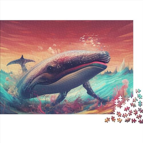 Walfisch Puzzle 1000 Teile Puzzle-Herausforderung Tiere im Meer Schwierigkeitsgrad Logikspiel Kinderpuzzle Herausfordernde Unterhaltung Grips-Spiel 1000pcs (75x50cm)