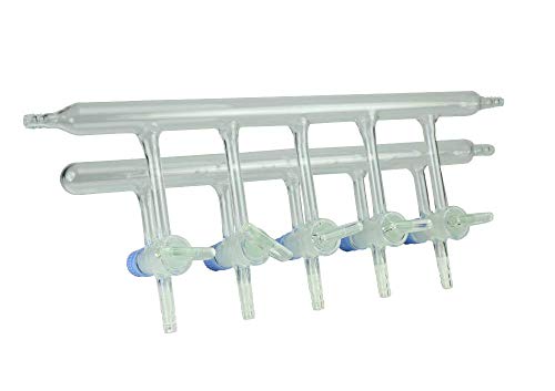 neoLab Schlenkline/Stickstoff-Verteilerrechen mit 5 Patent-2-Wege-Glashähnen