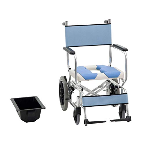 AOLI Bad Stuhl Rollstuhl Folding Leichte Titanium Aluminium Rahmen Handicapped Trolley Medizinische Behandlung Wagen Sicherheit Tragkraftt 220lbs Blau