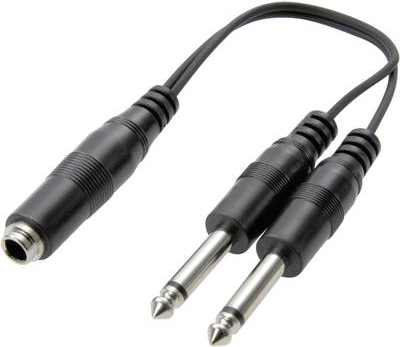 SpeaKa Professional Klinke Audio Y-Adapter [2x Klinkenstecker 6.35 mm - 1x Klinkenbuchse 6.35 mm] Schwarz (SP-7870288)