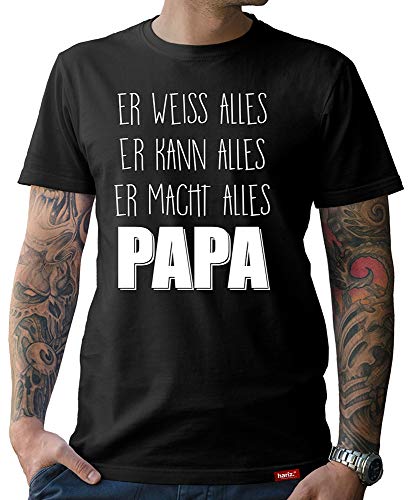 HARIZ Herren T-Shirt Papa Collection 36 Designs Wählbar Schwarz Vatertag Weihnachten Männer Geschenk Karte Urkunde Papa31 Er Weiß Alles Papa 4XL