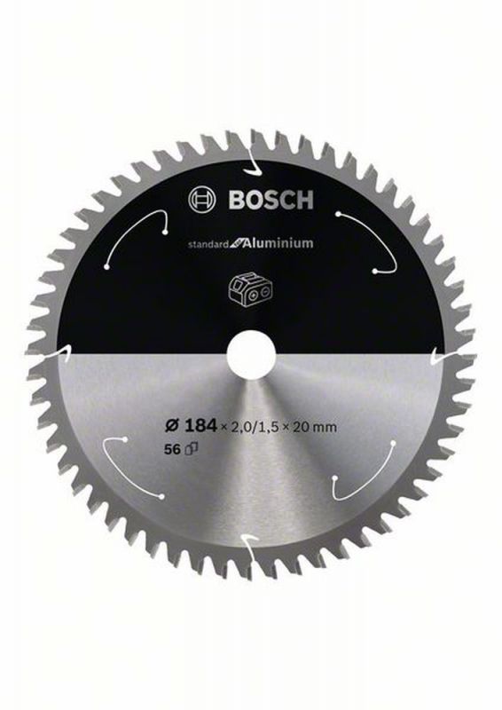 Bosch Akku-Kreissägeblatt Standard for Aluminium, 184 x 2/1,5 x 20, 56 Zähne 2608837768