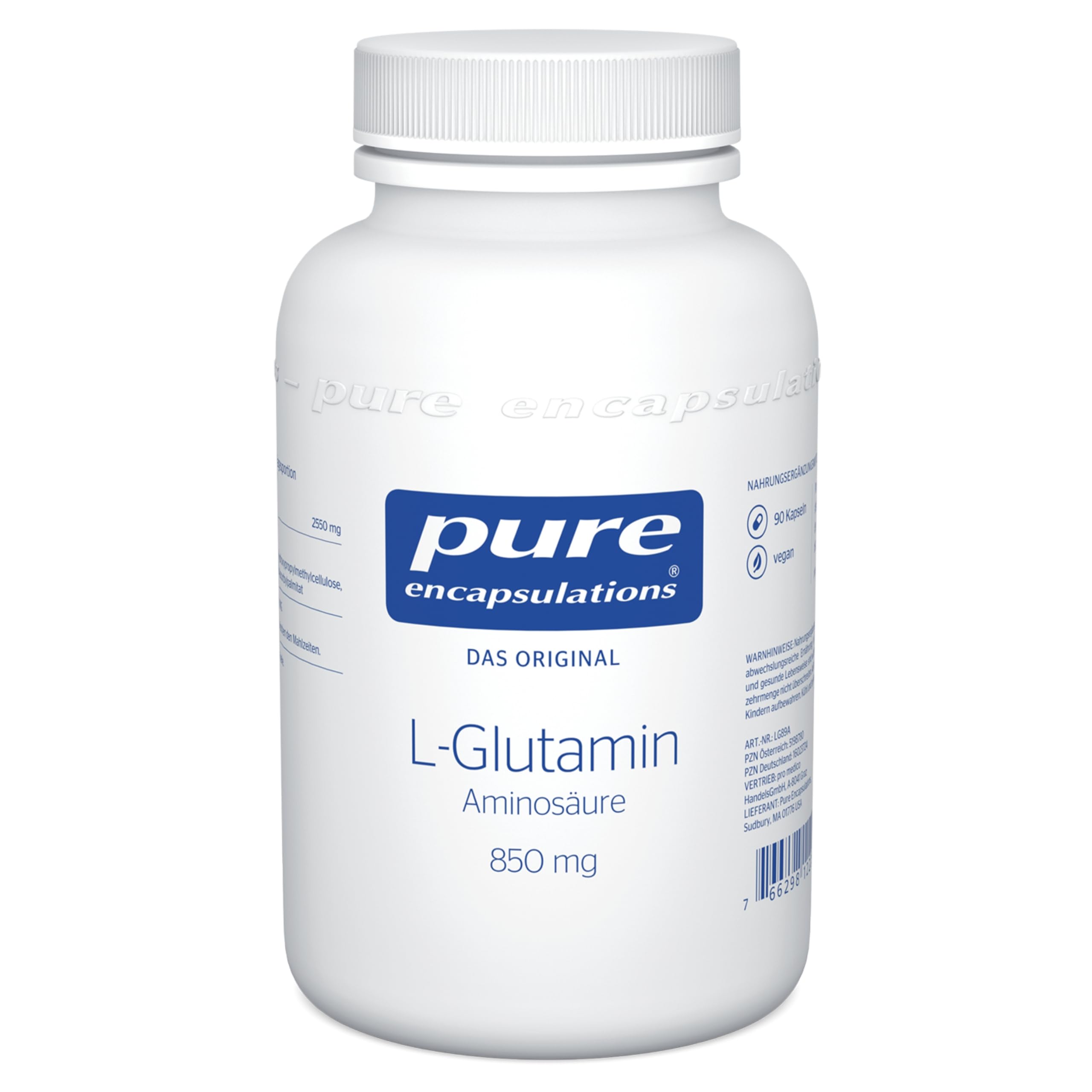 Pure Encapsulations L-Glutamin 850mg - Aminosäure - 90 Kapseln