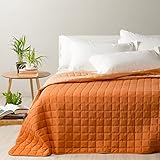 Caleffi - Modern Tagesdecke, gesteppt, 100 % Polyester, einfarbig, Einzelbett, Orange