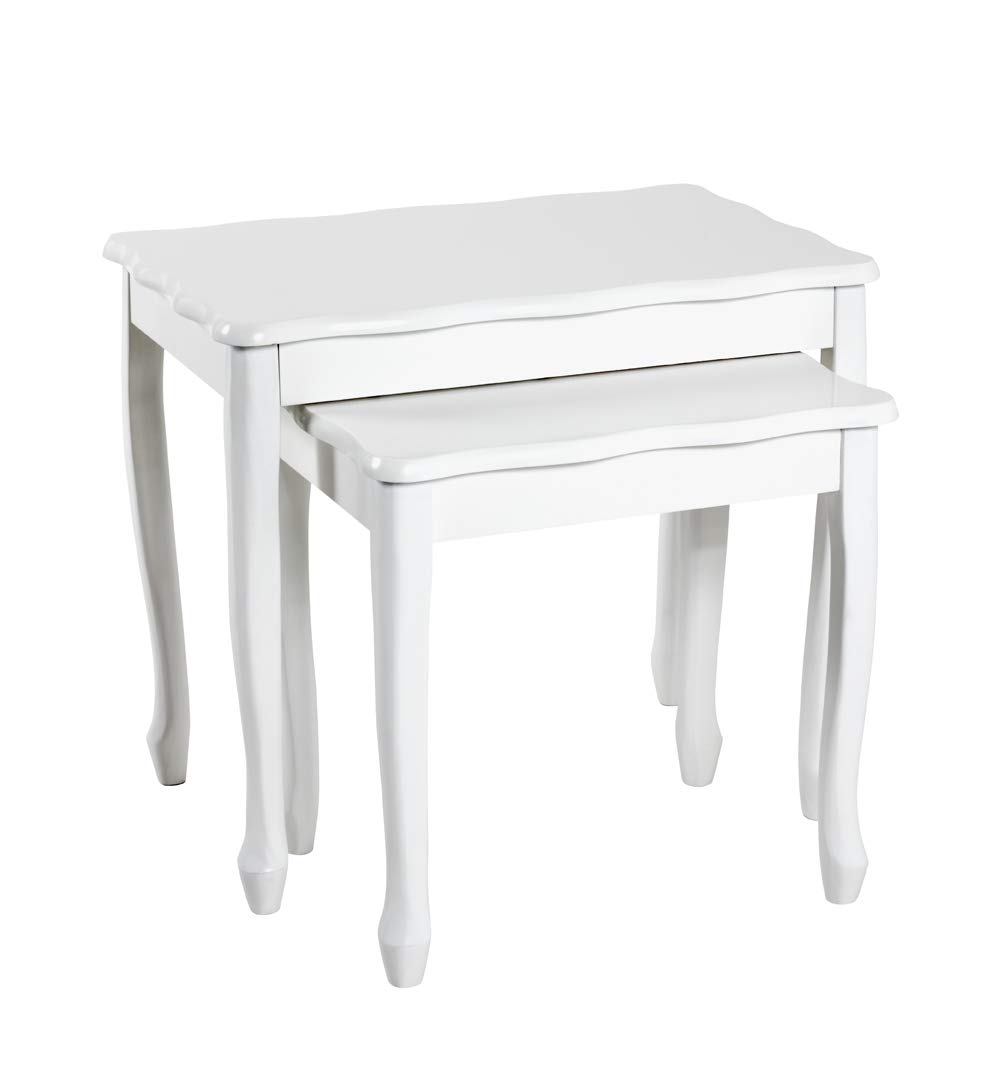 HAKU Möbel Beistelltisch 2er Set, Massivholz, weiß, B 43 x T 32 x H 41 cm / B 56 x T 36 x H 48 cm