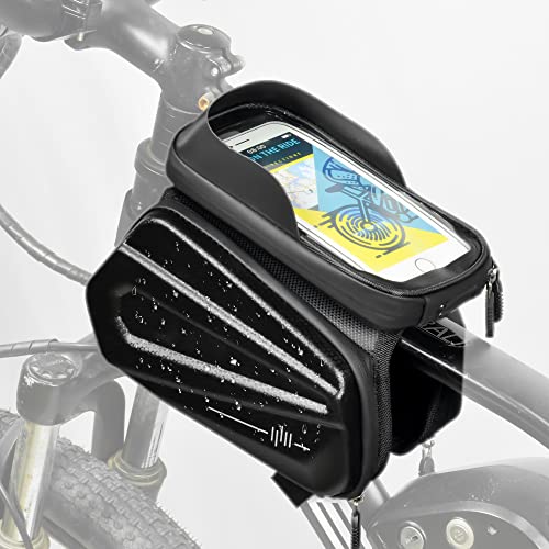 SachsenRAD Fahrrad Rahmentasche Lenkertasche Wasserdicht Handytasche für Smartphone mit TPU Sensitivem Touchscreen für Montainbikes, Rennrad, E-Bike