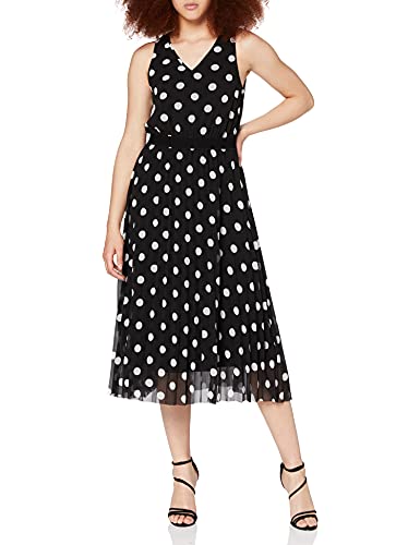 Q/S Designed by Damen Plisseekleid mit Polka Dots Black dots AOP 36