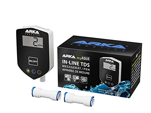 ARKA myAqua Inline TDS-Messgerät - ideal zur dauerhaften Messung des TDS-Werts in jedem Osmose Wasser, geeignet für Trinkwasser, Osmosewasser & Aquarien,