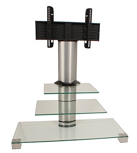 VCM TV Rack Lowboard Konsole Fernsehtisch TV Möbel Standfuß Glastisch Tisch Phono Aluminium Glas Klarglas "Amalo Mini"