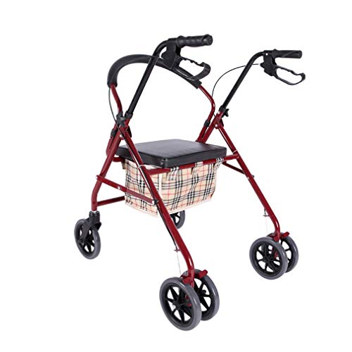 Rollator s Rollator s with Seat and Wheels, Stand Up s with Brakes Folding for Seniors, Durable Steel Frame Supports Up to 400 Lbs, Red