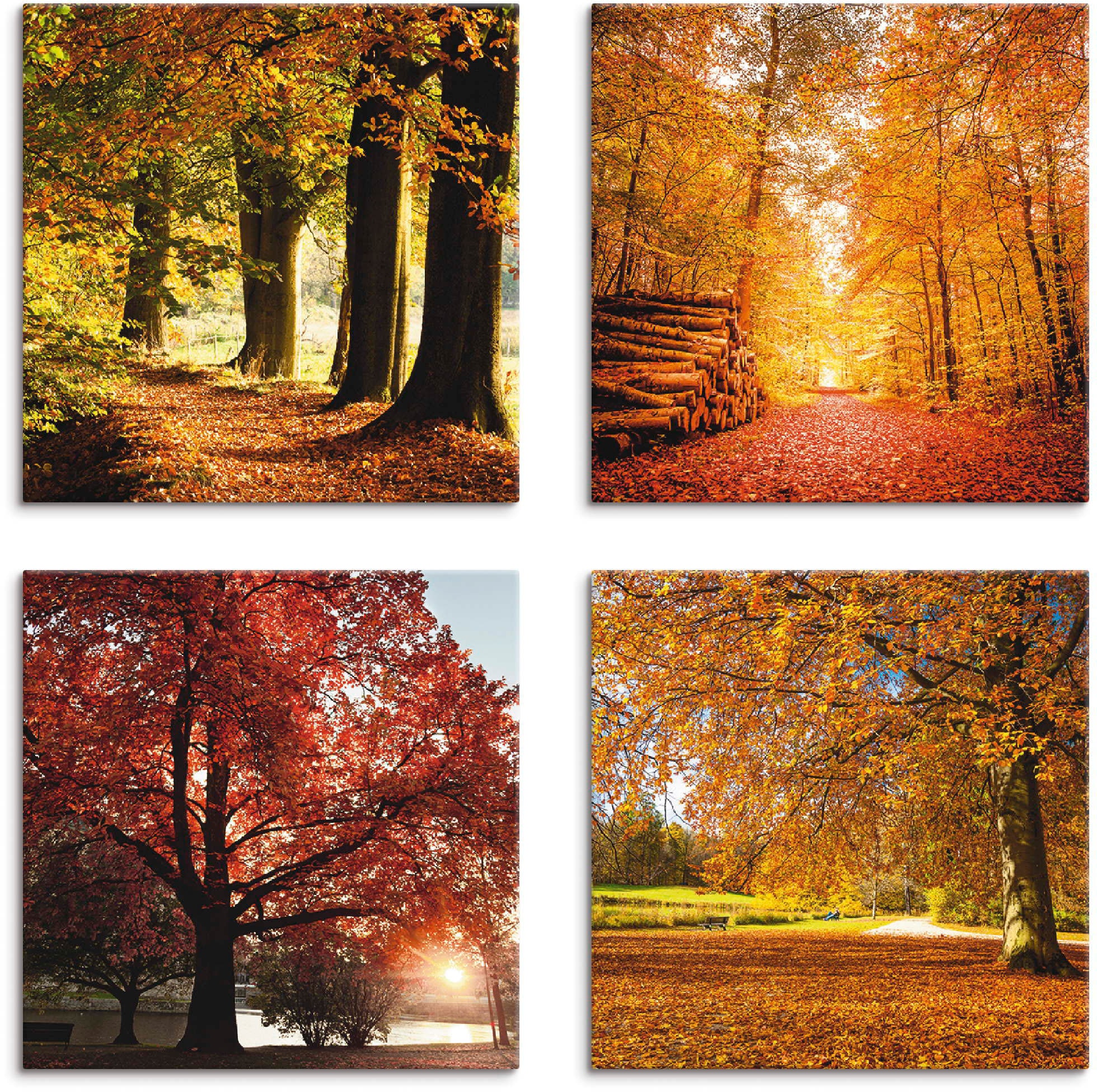 Artland Leinwandbild "Herbstlandschaft", Bäume, (4 St.)