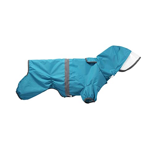 Regenmantel für Hunde, Leichtes Gewicht Tragbar Haustier-Regenjacke Wasserdicht Verstellbar Reflektierende Sicherheit Haustier-Poncho für kleine Hunde (Farbe : Blau, Größe : L)