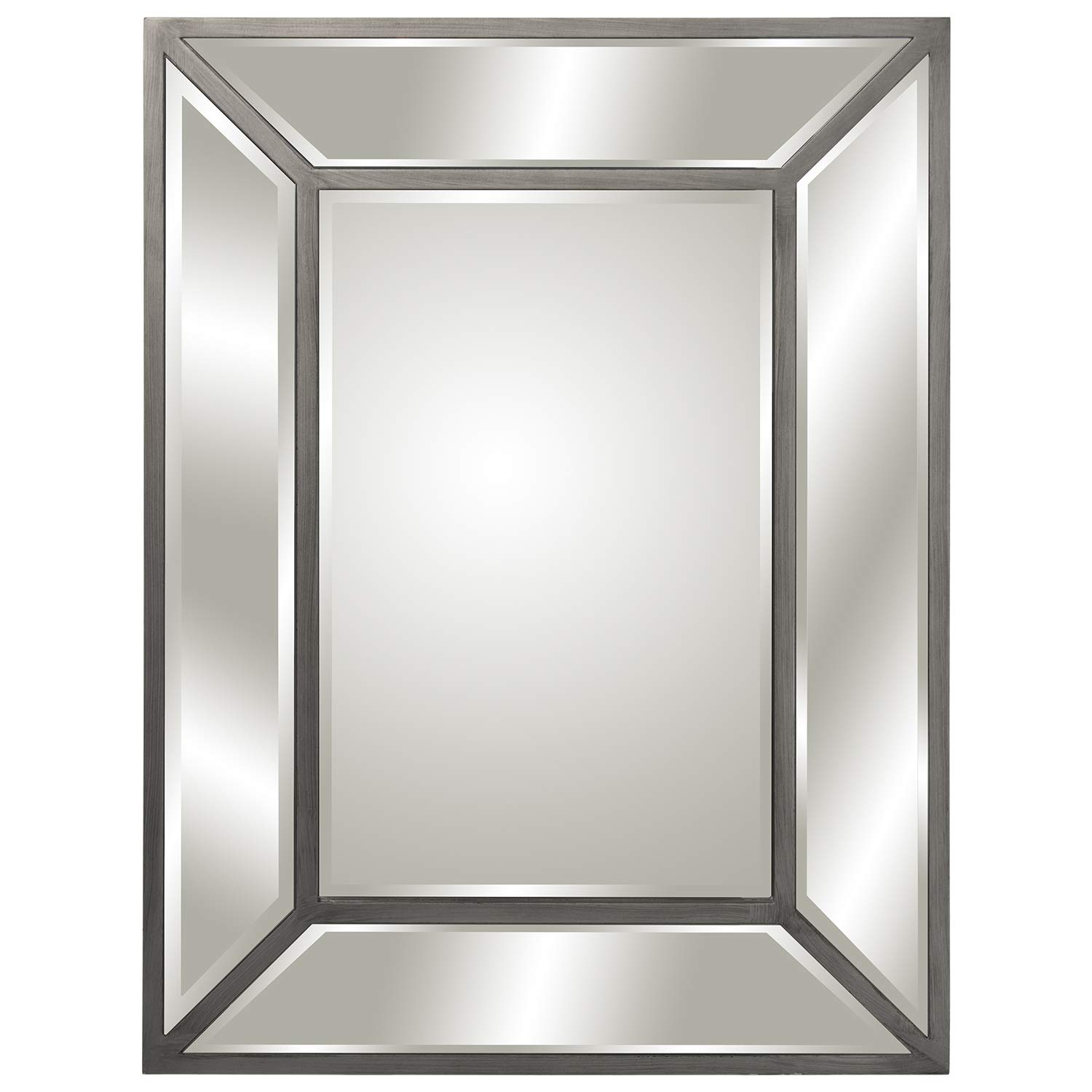 DRW Rechteckiger Wandspiegel aus Holz und Spiegel in Silber 60 x 1,5 x 80 cm, 60x1,5x80cm