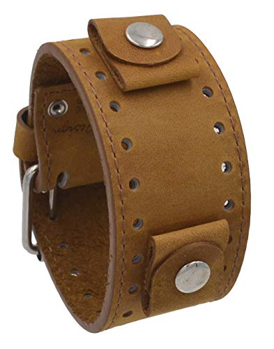 REV #CHO-C Crazy Horse Leder-Bandanstoß 22 mm Goldbraun breites Armband