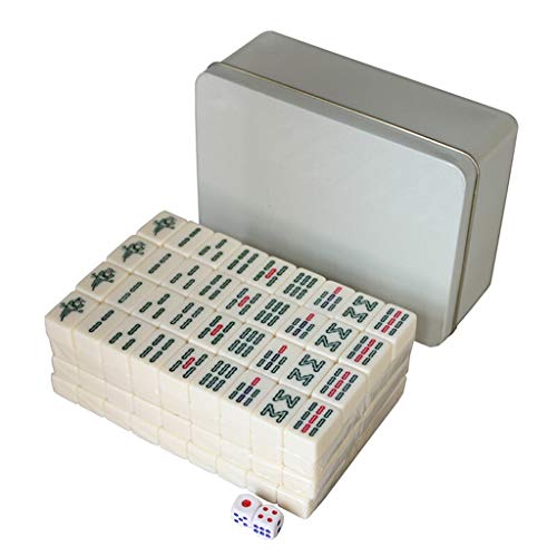 Suuim Mahjong, luxuriöses chinesisches Mahjong, tragbar, klassisches Mahjong, Heimspiele, Tischbrettspiel, liegt angenehm in der Hand, wunderbares Geschenk (Farbe: Aluminiumbox, Größe