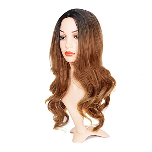 Wig For Women Long Wavy Ombre Wigs Middle Part Colored Wigs Heat Resistant Synthetic Wig Charming for Daily (Color : Braun)