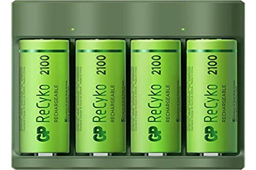GP Batteries 130B421USB210AAC4 Basic-Line 4X ReCyko Rundzellen-Ladegeraet inkl. Akkus NiMH Micro (AAA), Mignon