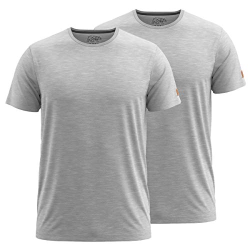 FORSBERG T-Shirt Doppelpack zum Sparpreis einfarbig Rundhals hochwertig robust bequem guter Schnitt, Farbe:hellgrau, Größe:L
