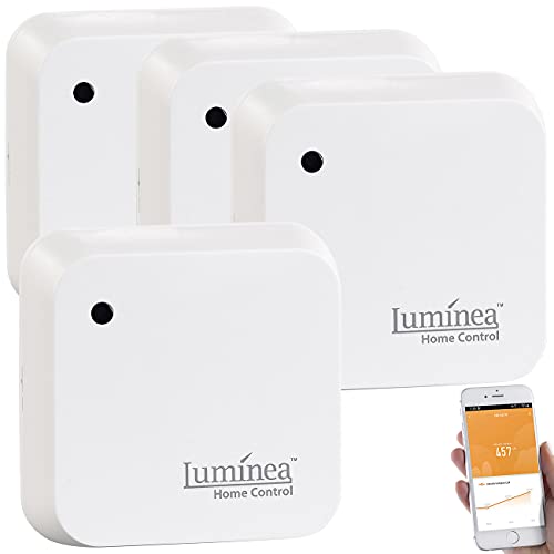 Luminea Home Control Lichtsensor Alexa: 4er-Set Wetterfeste WLAN-Licht- & Dämmerungs-Sensoren mit App, IP55 (Lichtsensor Smart Home, WLAN Lichtsensor, Schreibtisch Steckdose)