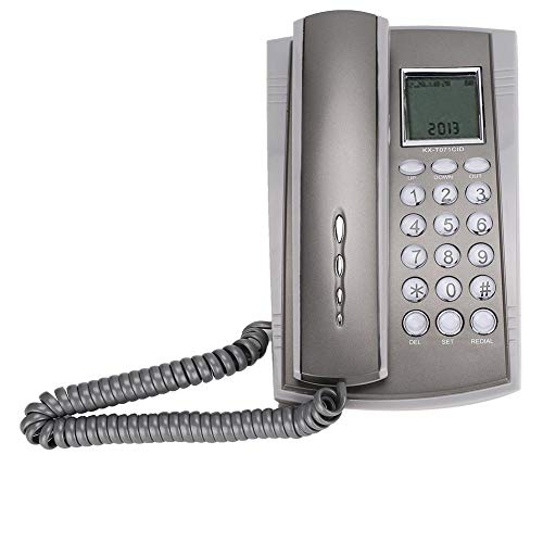 Kabelgebundenes Telefon Festnetz, Wandmontiertes Desktop-schnurgebundenes Telefon mit Anrufer-ID, klarer Klangqualität, Stummschaltung, Stummschaltung, ideal für Zuhause/Büro/Hotel/Callcenter, grau