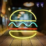 AYYDS Burger Leuchtreklamen Neonlichter LED-Licht Neon Wort Buchstaben Licht Gaming Dekor Wand Dekor für Baby Zimmer Geburtstagsfeier Party Supplies