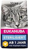 Eukanuba Sterilised Katzenfutter - fettarmes Premium Trockenfutter für den Gewichtserhalt bei sterilisierten / kastrierten Katzen, 10 kg