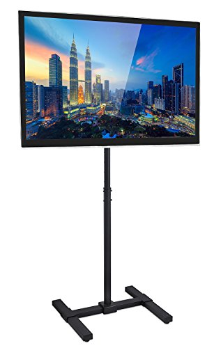 Mount-it! TV-Bodenständer für Flache, Gebogene, LCD-, LED- und Plasma-Bildschirme - hoch, höhenverstellbar, PC-Monitorhalterung aus Stahl, VESA-kompatibel