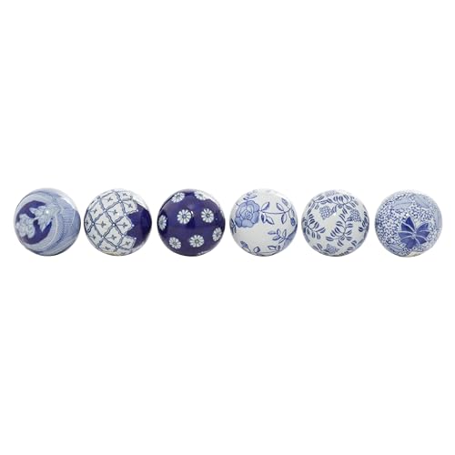 Deco 79 Keramik Blue Ball S/6 3D