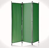 IMC Paravent 3-teilig grün Raumteiler Trennwand Sichtschutz, faltbar/flexibel verstellbar, wetterfester Polyester-Stoff, Schwarze Metallstangen
