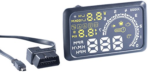 Lescars OBD Display: Head-up-Display HUD-55C für OBD2-Anschluss (Tachoanzeige auf Windschutzscheibe)