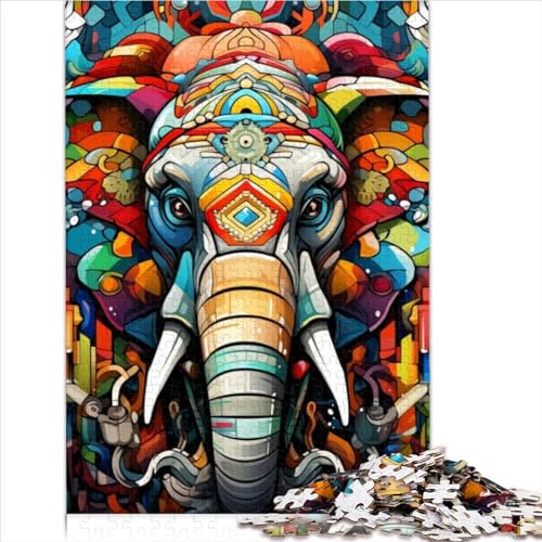 Puzzles für Erwachsene und Kinder, Psychedelischer Elefant, 500-teiliges Puzzle, Holzpuzzle für 12-Jährige, für Erwachsene und Familien, Größe (38x52 cm)