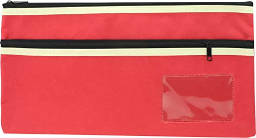 Osmer Federmäppchen aus hochwertigem Polyester, zwei Reißverschlüsse, mit Namenskarteneinsatz, 35 cm x 18 cm, Rot, Rot, 35 cm x 18 cm, klassisch