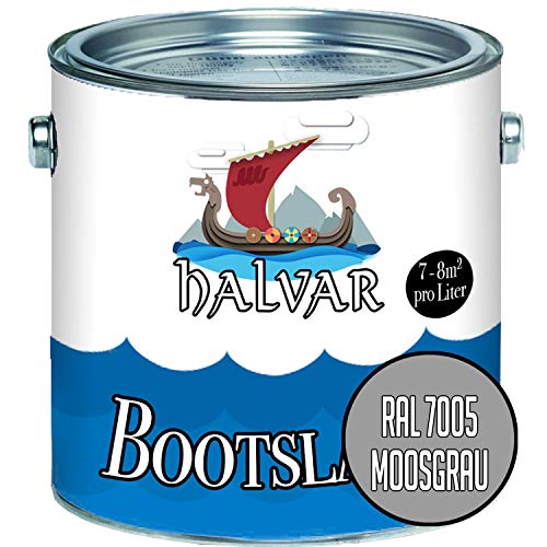 Halvar 2-K MATT Yachtlack Grau RAL 7000-7047 Bootslack für GFK/Polyester/Kunststoff 2-Komponenten Lack inkl. Härter (2,5 L, RAL 7005 Mausgrau)