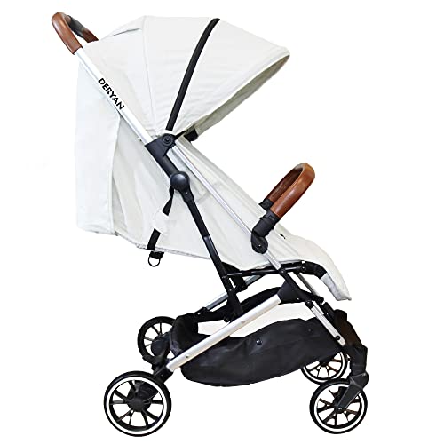 Deryan Rolo Kinderwagen Buggy - Buggy klein zusammenklappbar - von Geburt bis 4 Jahren - Baby Wagen belastbar bis 22kg - Kinderbuggy klappbar - Reise Kinderwagen - KOMPAKT & FALTBAR - Crème