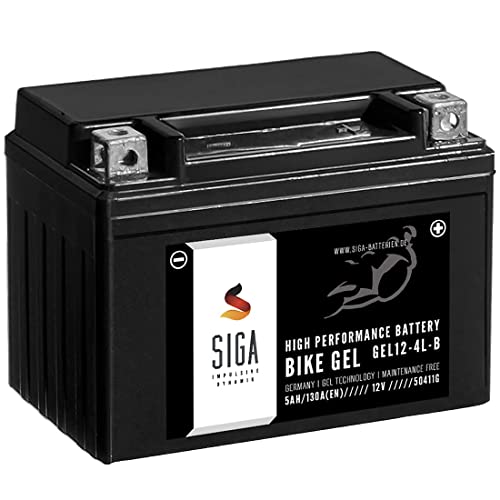 SIGA Gel Motorradbatterie 12V 5Ah 130A/EN Gel Batterie YB4L-B CB4L-B 50411 YB4L-B Gel12-4L-B