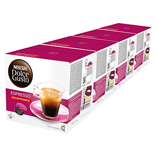 Nescafé Dolce Gusto Espresso Decaffeinato, Entkoffeiniert, Kaffee, Kaffeekapsel, 4er Pack, 4 x 16 Kapseln