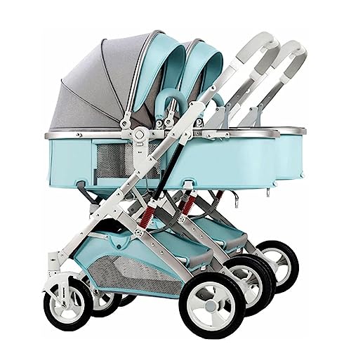 Tragbarer Doppel-Kinderwagen, leichter Doppel-Kinderwagen, einfach zusammenklappbare Kinderwagen, abnehmbarer Kinderwagen zum Sitzen und Liegen