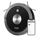 ZACO A9s Saugroboter mit Wischfunktion, App und Alexa Steuerung, 2 Std Laufzeit, für Tierhaare, 3in1 Hartböden wischen, Teppiche staubsaugen und bürsten, Roboterstaubsauger mit Ladestation, schwarz