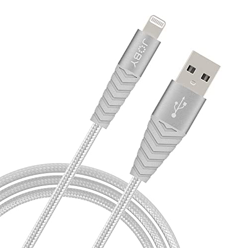 JOBY USB Lightning Kabel, Lade- und Synchronisationskabel, 1.2m Länge, Silber, Kompatibel mit iPhone, iPad und iPod, MFi-Zertifiziert, USB-A zu Lightning Kabel
