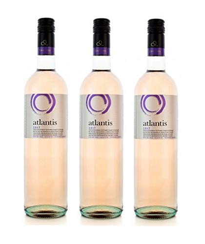 3x 750ml Atlantis Rosewein trocken sommerfrisch Santorini Argyros griechischer Rose Wein Set + 10ml Olivenöl von Kreta zum Test