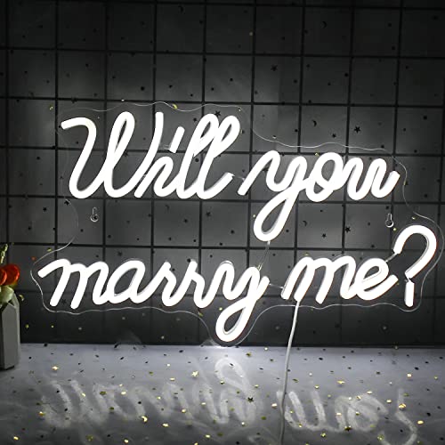 Willst du mich heiraten Leuchtreklame Marry Me Schild Weißes LED-Hochzeitsschild Neonhochzeitsschild Neonbuchstaben für Vorschlagsdekorationen, Hochzeitsfeier