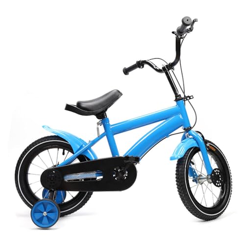 WOLEGM 14 Zoll Kinder Fahrrad, Kinderfahrrad mit Abnehmbare Stützrädern, Vorder und Hinterradbremse Fahrrad für Kinder ab 3 Jahre, Blau